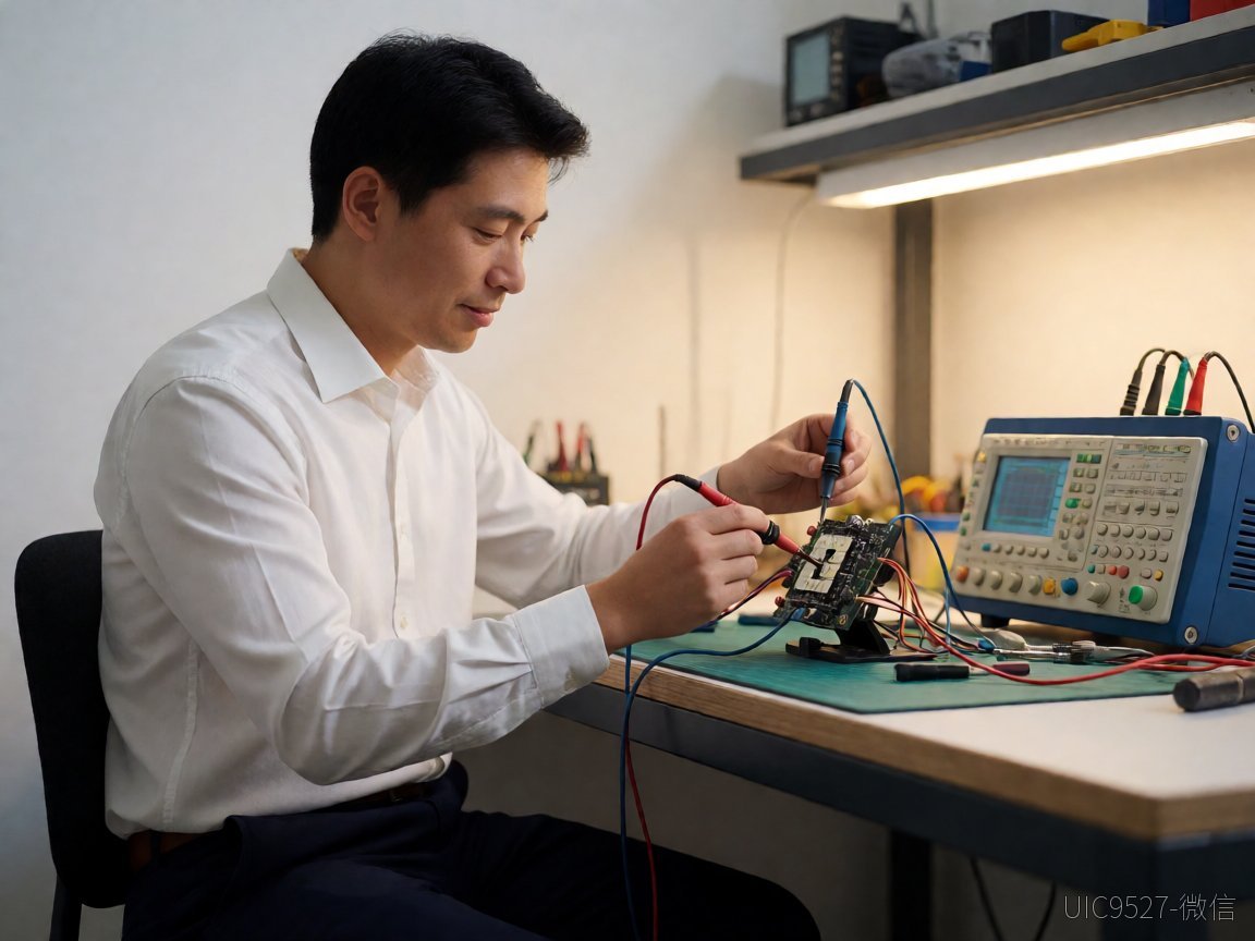 2025年底调价后实测:24V转5V AH599L在照明驱动的温漂ESD陷阱24V转5V AH599L芯片 工程师在测试台前检修LED照明模块(AI 生成)
