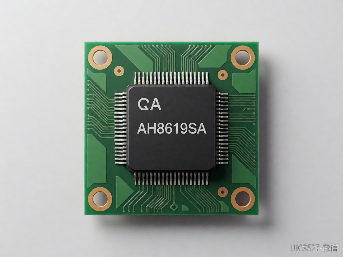 绿色PCB板上放置着AH8619SA芯片的特写画面（AI 生成）