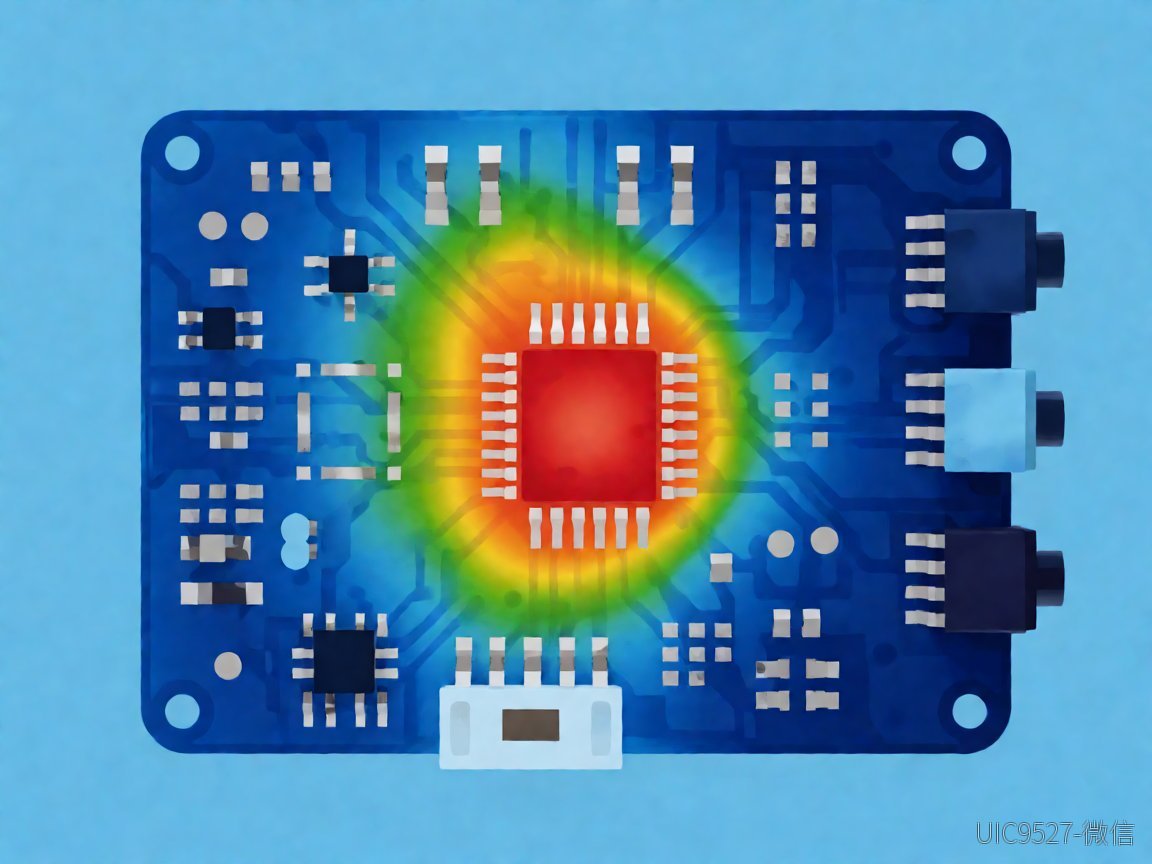 成本账式——24V转3.3V 2A AH8027芯片的选型算账24V转3.3V 2A AH8027芯片 红外热成像图呈现电源板散热热点,橙红色高温区集中于稳压芯片位置(AI 生成)