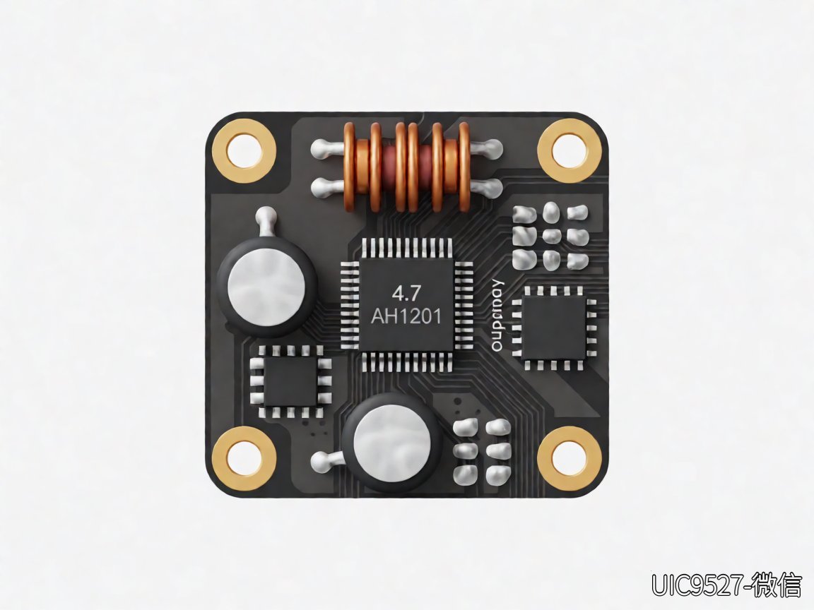 PCB板上已焊接AH1201芯片及周边元件（AI 生成）