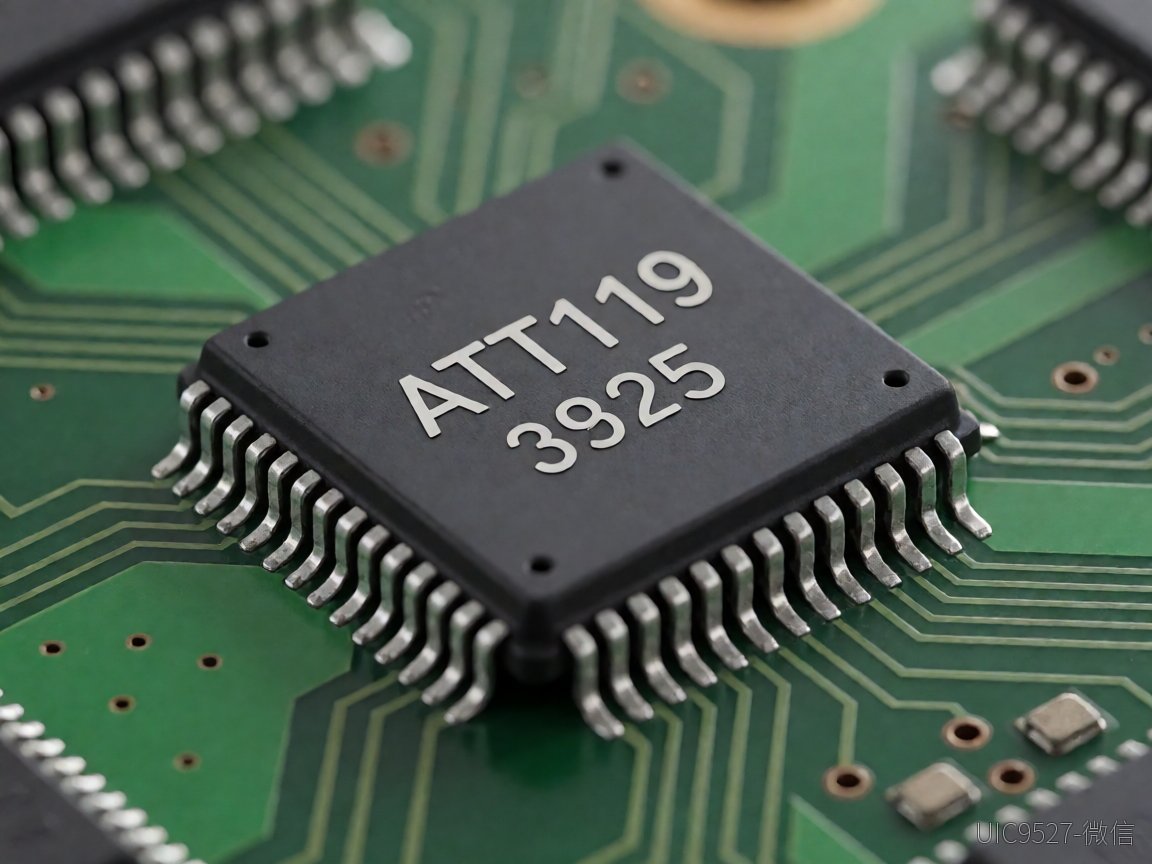 ATT119 integrated circuit chip on green circuit board under soft lighting（AI 生成）