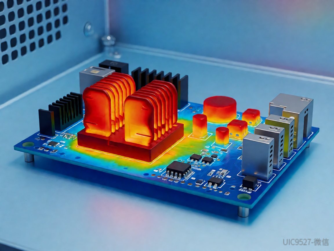 24V转3.3V用AH8671?算清温漂、ESD、EMI这三笔隐性成本账24V转3.3V AH8671芯片 电路板温箱测试热成像图(AI 生成)
